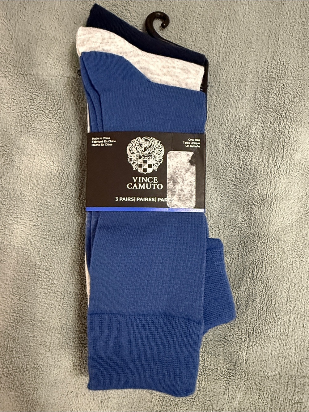Vince Camuto Blue & Heather Gray Men’s Crew Socks 3-Pack